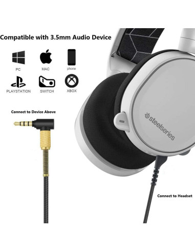 Cable de Audio de Reemplazo Vcddom 2m para Arctis 3/5/7/Pro