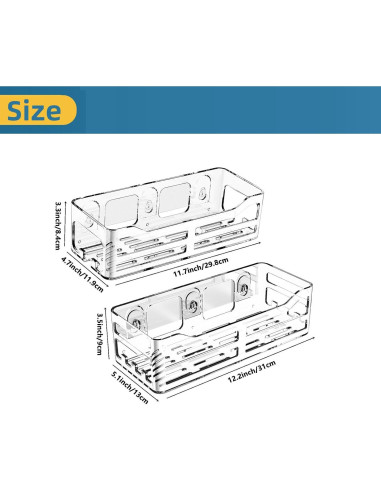 Cesta de Ducha Acrílica JiePai 2 Paquetes, Organizador Pared
