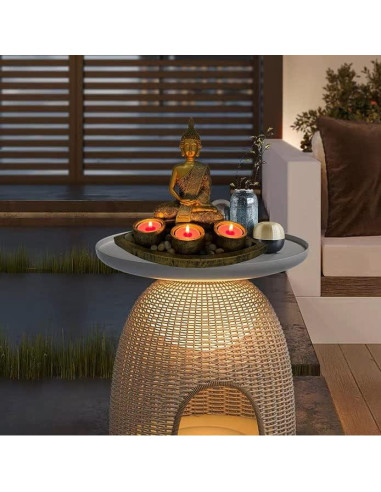 Estatua de Buda Meditador con 3 Portavelas ARTOS - Oro Antiguo