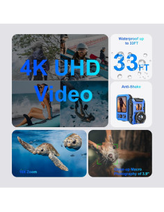 Cámara Submarina Digital SiSuSy UP006 4K 56MP Impermeable 10m 2