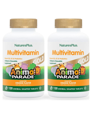 Multivitamina Infantil Masticable Nature's Plus Animal Parade - 240 Tabletas Sabor Naranja - Sin Gluten