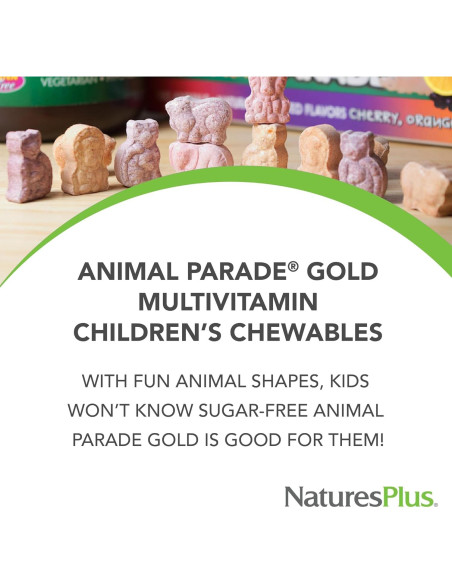 Multivitamina Infantil Masticable Nature's Plus Animal Parade - 240 Tabletas Sabor Naranja - Sin Gluten