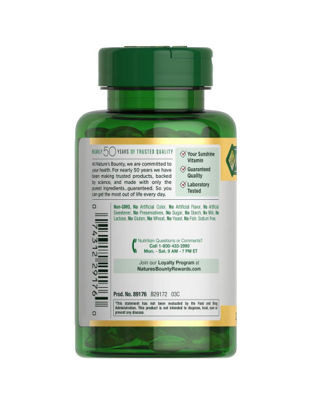 Suplemento de Vitamina D3 5000 UI Nature's Bounty 240 Softgels