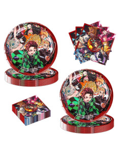 40 Piezas Suministros Fiesta Demonio DoMiDoLa - Platos y Servilletas