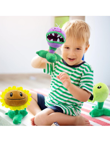 Maikerry 3 Piezas Peluches Plantas y Zombies 20 cm Suaves