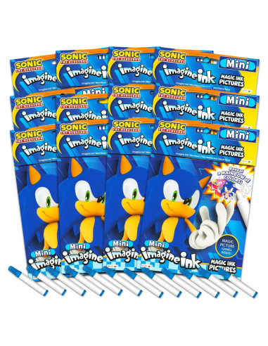 Conjunto de 12 Libros para Colorear Sonic - Tinta Mágica Sin Desorden