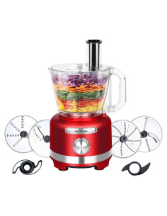 Procesador de Alimentos Homtone 16 Tazas 600W Rojo 3 Velocidades