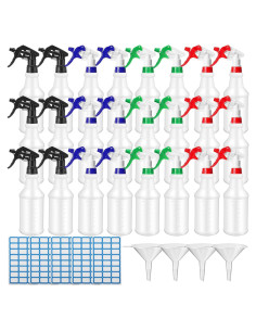 Zubebe 24 Botellas Spray 1000ml HDPE Ajustables Multicolor