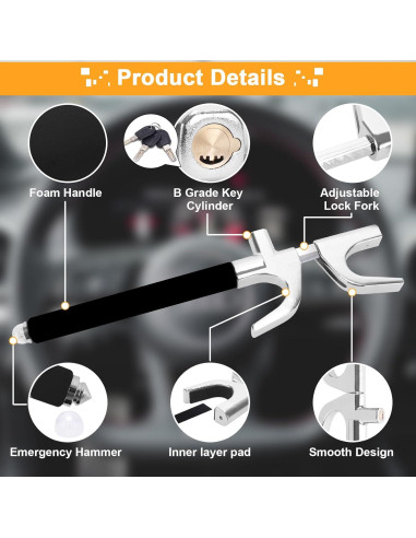 Bloqueo de Volante Antirrobo Turnart LCS034-US2 Negro