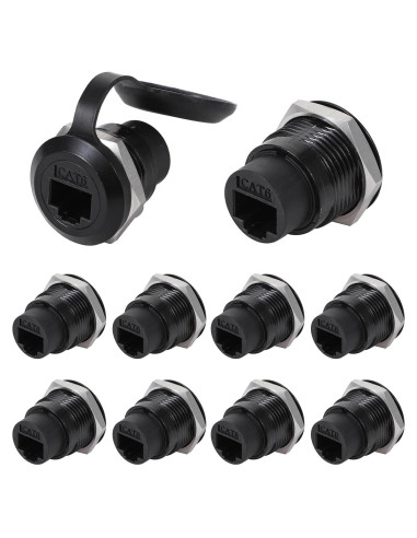 10 Conectores RJ45 Cat6 Montaje en Panel Impermeables ANMBEST