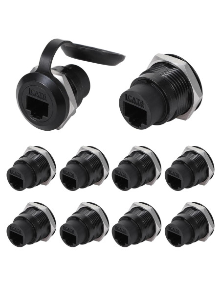 10 Conectores RJ45 Cat6 Montaje en Panel Impermeables ANMBEST