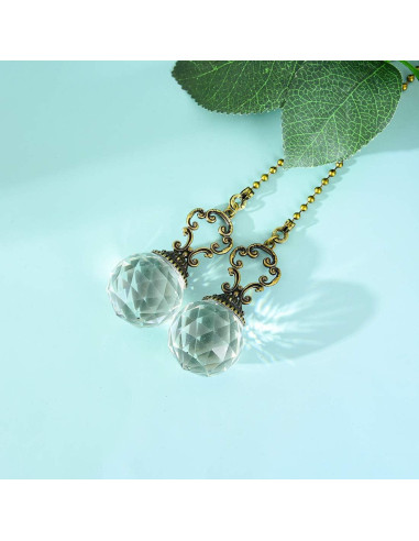 Juego de 2 tiradores de ventilador LONGSHENG vintage cristal