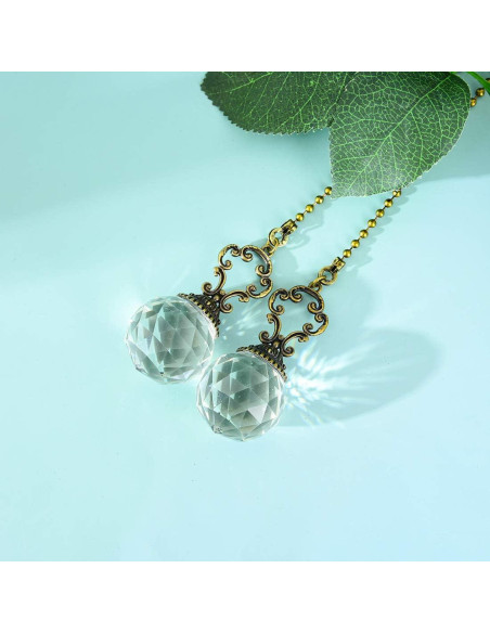 Juego de 2 tiradores de ventilador LONGSHENG vintage cristal