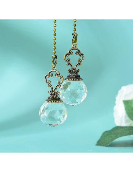 Juego de 2 tiradores de ventilador LONGSHENG vintage cristal