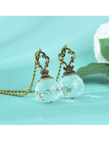 Juego de 2 tiradores de ventilador LONGSHENG vintage cristal