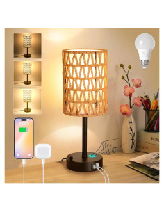 Lámpara de Mesa Táctil Plomixius Boho con USB y LED 9W