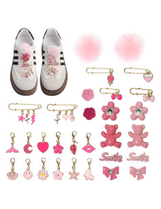 Kit 38 Pcs Encantos Brillantes para Zapatos Niñas Rosa Pom
