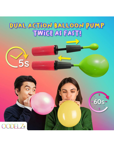 Bomba de Globo de Mano OODELZ - Inflador Manual Doble 10 Unidades