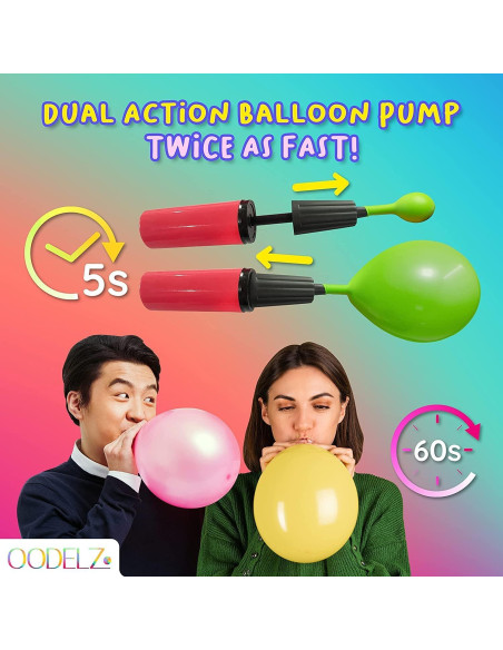 Bomba de Globo de Mano OODELZ - Inflador Manual Doble 10 Unidades