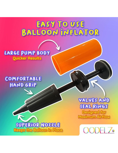 Bomba de Globo de Mano OODELZ - Inflador Manual Doble 10 Unidades