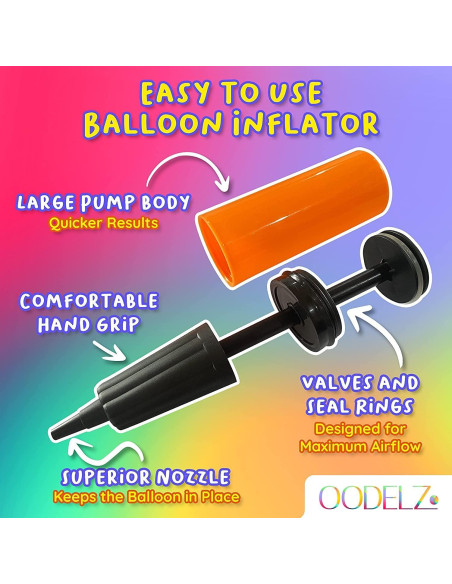 Bomba de Globo de Mano OODELZ - Inflador Manual Doble 10 Unidades