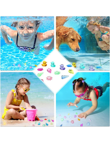 Juguetes de Buceo Skylety 24 Pcs Gemas y Animales Marinos