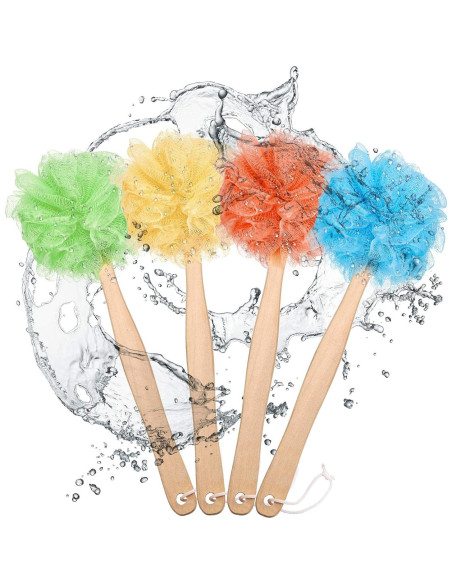 4 Cepillos de Baño Loofah con Mango de Madera Patelai 88 cm