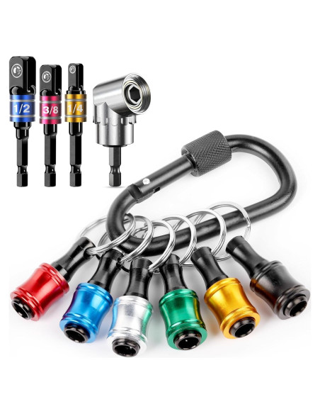 Katerk Soporte de Puntas 6 Piezas + Adaptadores 1/4 3/8 1/2