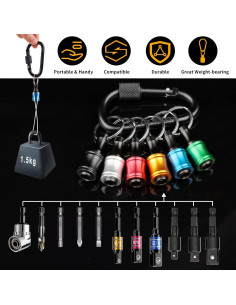 Katerk Soporte de Puntas 6 Piezas + Adaptadores 1/4 3/8 1/2 2