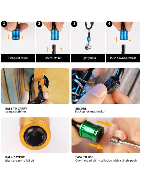 Katerk Soporte de Puntas 6 Piezas + Adaptadores 1/4 3/8 1/2