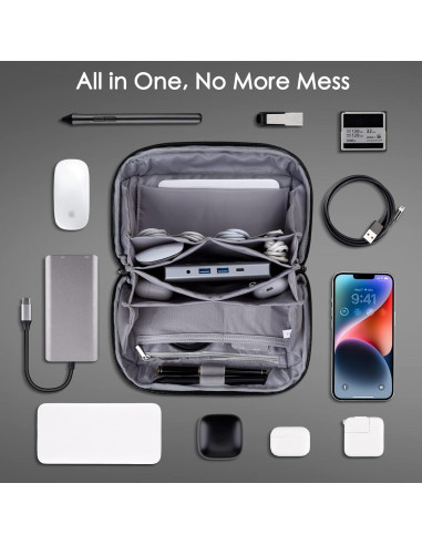 Organizador de Cables DDgro Bolsa de Viaje Negro 24.9x8.9x14.7cm