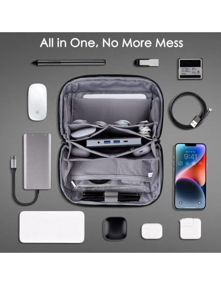 Organizador de Cables DDgro Bolsa de Viaje Negro 24.9x8.9x14.7cm