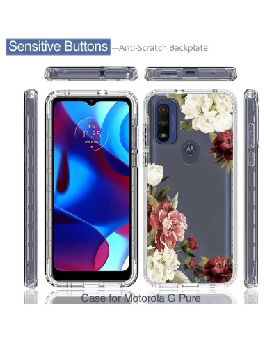 Funda Protectora para Moto G Pure 2021 Tothedu Floral con Protector