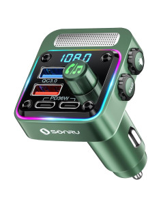 Transmisor FM Bluetooth 5.3 SONRU - Cargador de Coche 54W