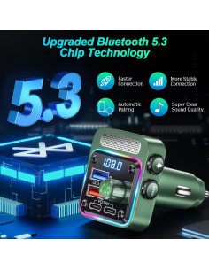 Transmisor FM Bluetooth 5.3 SONRU - Cargador de Coche 54W 2