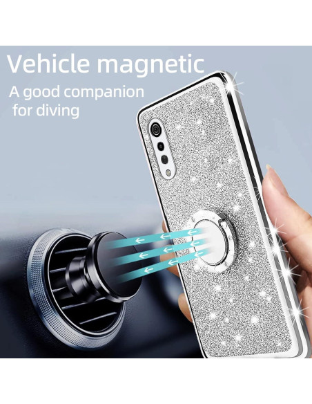 Funda Brillante para LG Velvet 5G - TPU con Soporte Anillo