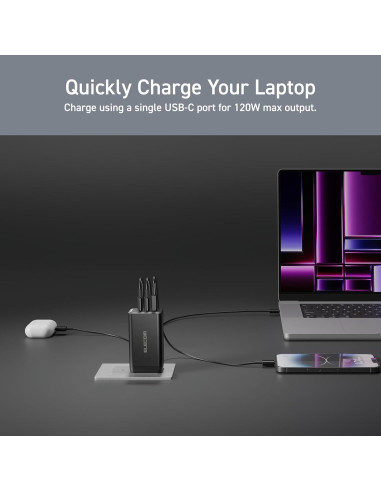 Cargador de pared USB-C 120W ELECOM, 3 puertos, carga rápida