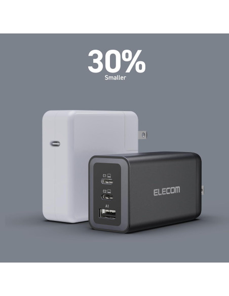 Cargador de pared USB-C 120W ELECOM, 3 puertos, carga rápida