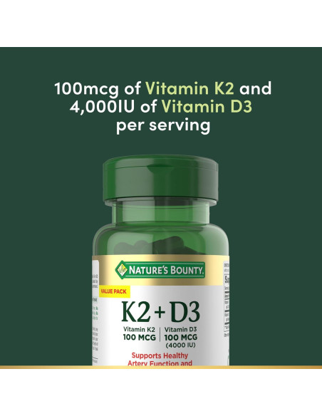 Suplemento Vitamina D3 K2 Nature's Bounty 60 Cápsulas Suplemento Vitamina D3 K2 Nature's Bounty 60 Cápsulas