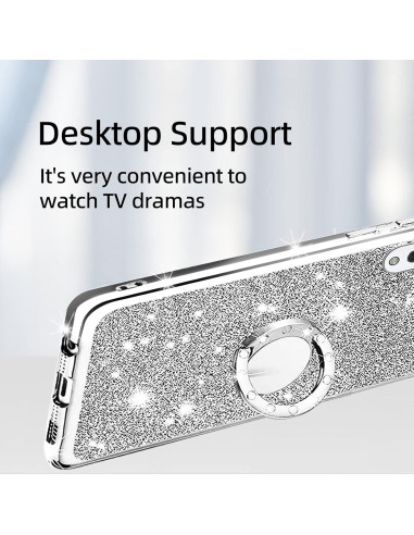 Funda Brillante para LG Velvet 5G - TPU con Soporte Anillo