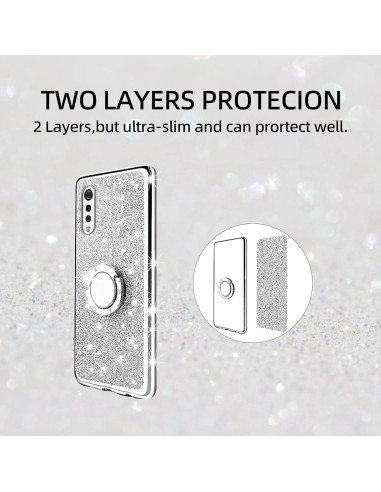 Funda Brillante para LG Velvet 5G - TPU con Soporte Anillo