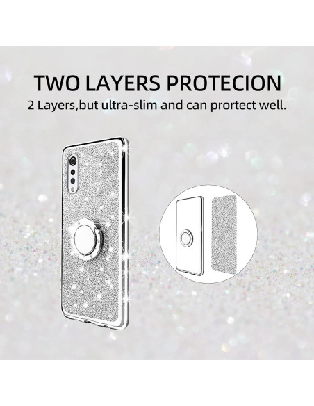 Funda Brillante para LG Velvet 5G - TPU con Soporte Anillo