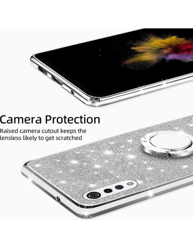 Funda Brillante para LG Velvet 5G - TPU con Soporte Anillo