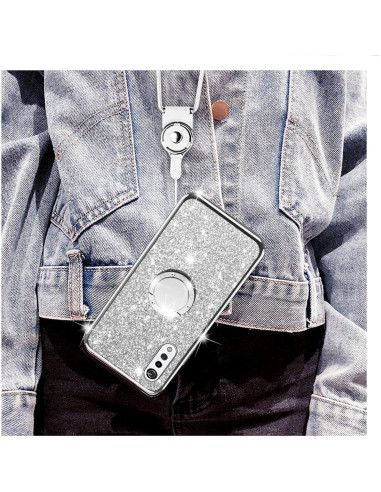 Funda Brillante para LG Velvet 5G - TPU con Soporte Anillo
