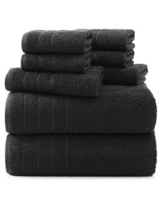 Juego de Toallas de Baño Casa Platino 100% Algodón 8 Piezas Negro