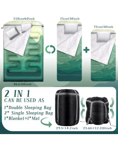 Saco de dormir doble Fanfanwin WAP1145 impermeable 190x150 cm 2