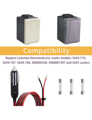 Cable de Reemplazo 12V/24V Basysion para Enfriador Coleman 8 pies