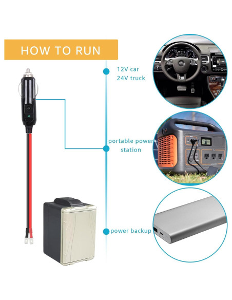 Cable de Reemplazo 12V/24V Basysion para Enfriador Coleman 8 pies