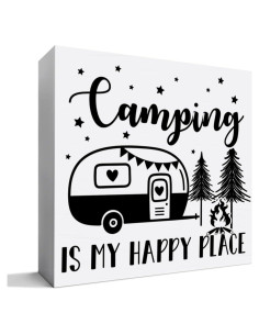 Cartel Decorativo de Madera ZODGMED para Camping 12.7x12.7cm