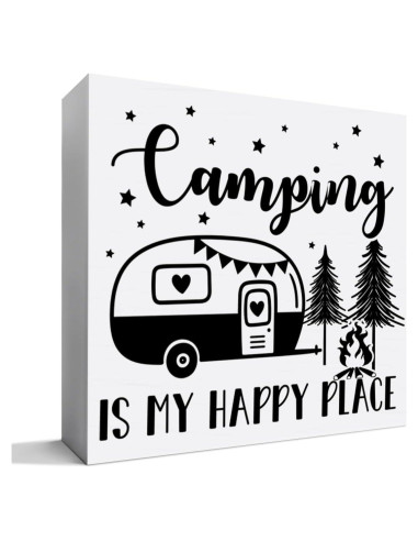 Cartel Decorativo de Madera ZODGMED para Camping 12.7x12.7cm